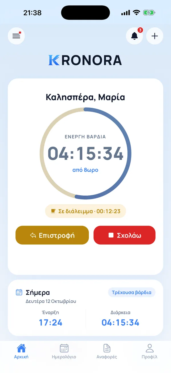 Αρχική οθόνη σε διάλειμμα
